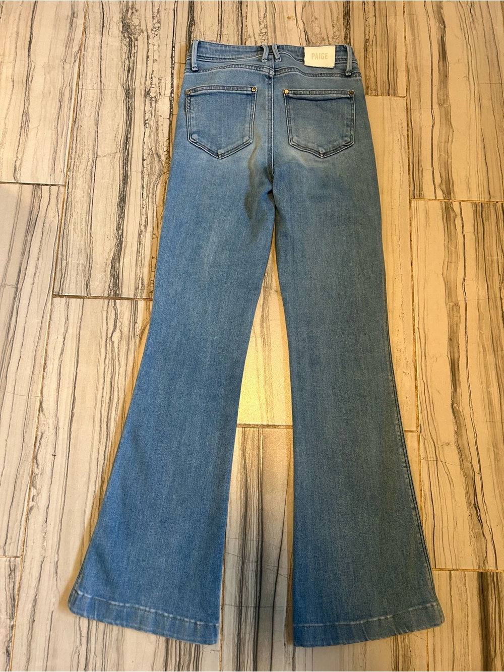 PAIGE Genevieve Flare Bootcut Light Blue Stretch Jeans - Picture 2 of 14
